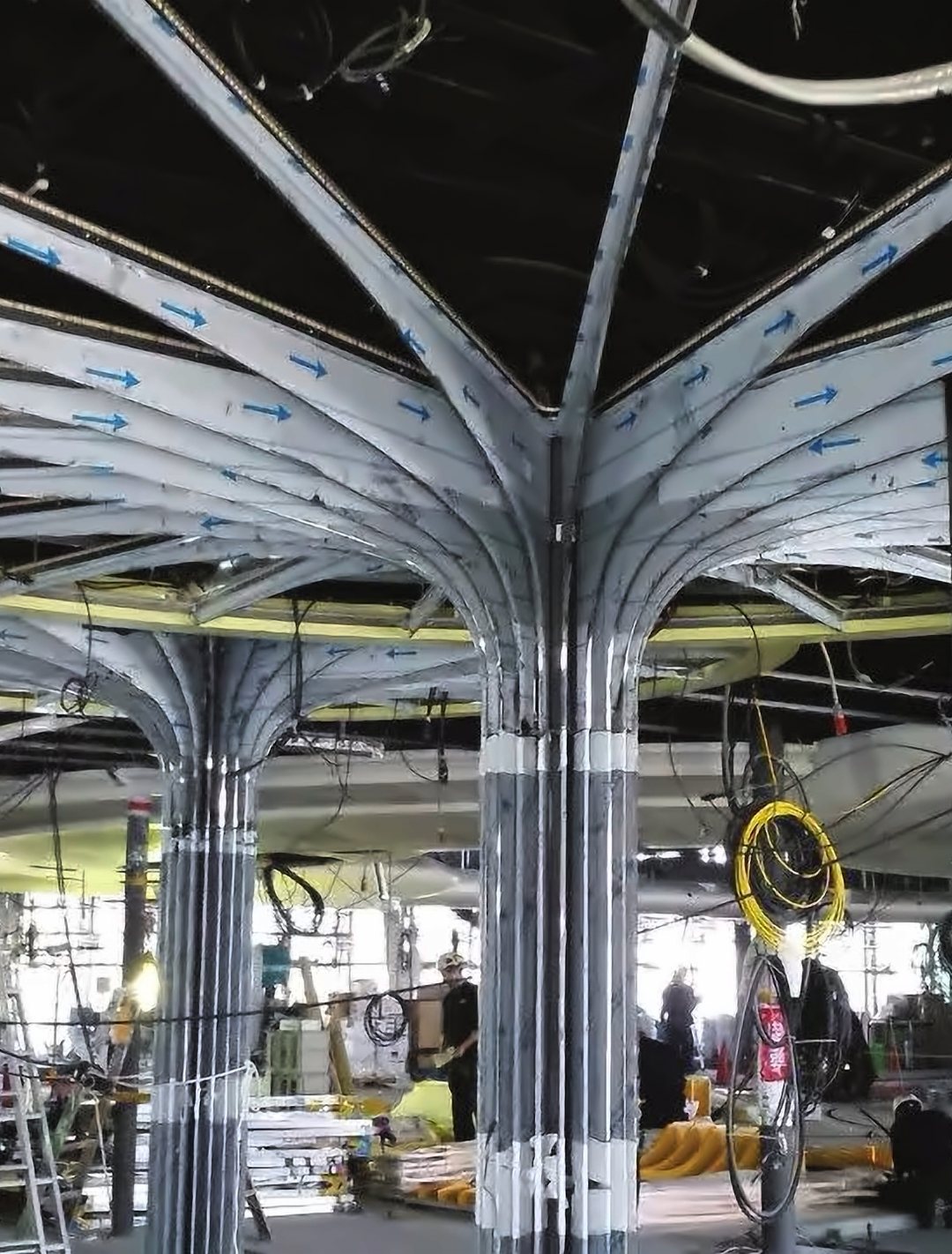 Atrium structure of a cruise ship under construction